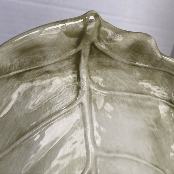 Green Cabbage Leaf Plate Made In Italy 9604/24 Ceramic Plant Shape Plate - Picture 4 of 16